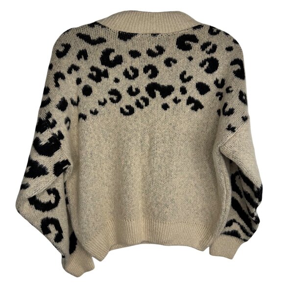 Topshop Leopard Print Bat Sleeve Pullover‎ Sweater Beige/Black - Picture 6 of 7